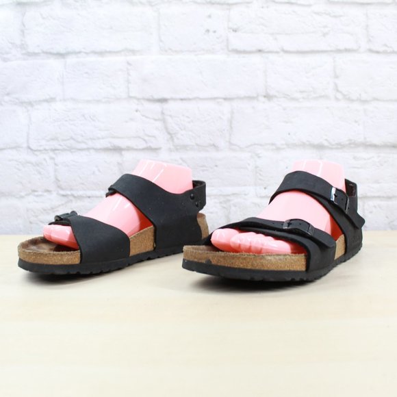 Birki´s by Birkenstock Unisex Black Leather Ankle Strap Sandals Size 39 L8 / M6 - Picture 2 of 9